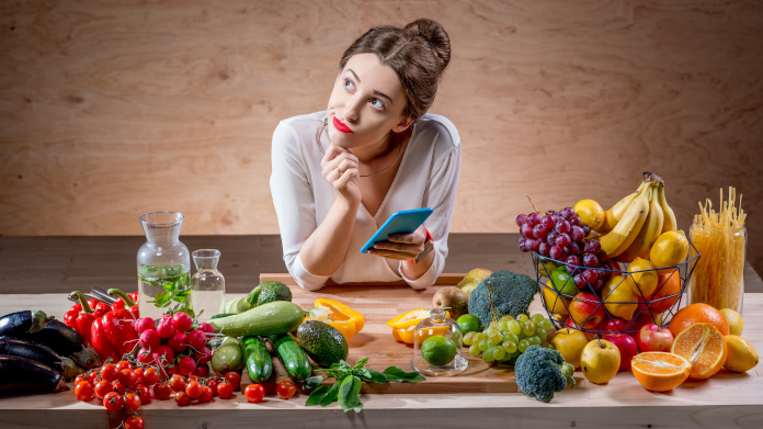 Woman counting calories