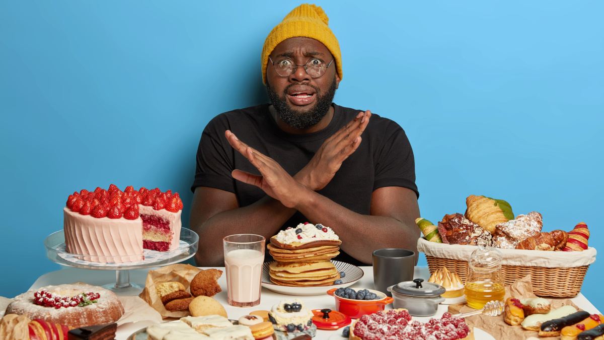 Man following a diet with no added sugar